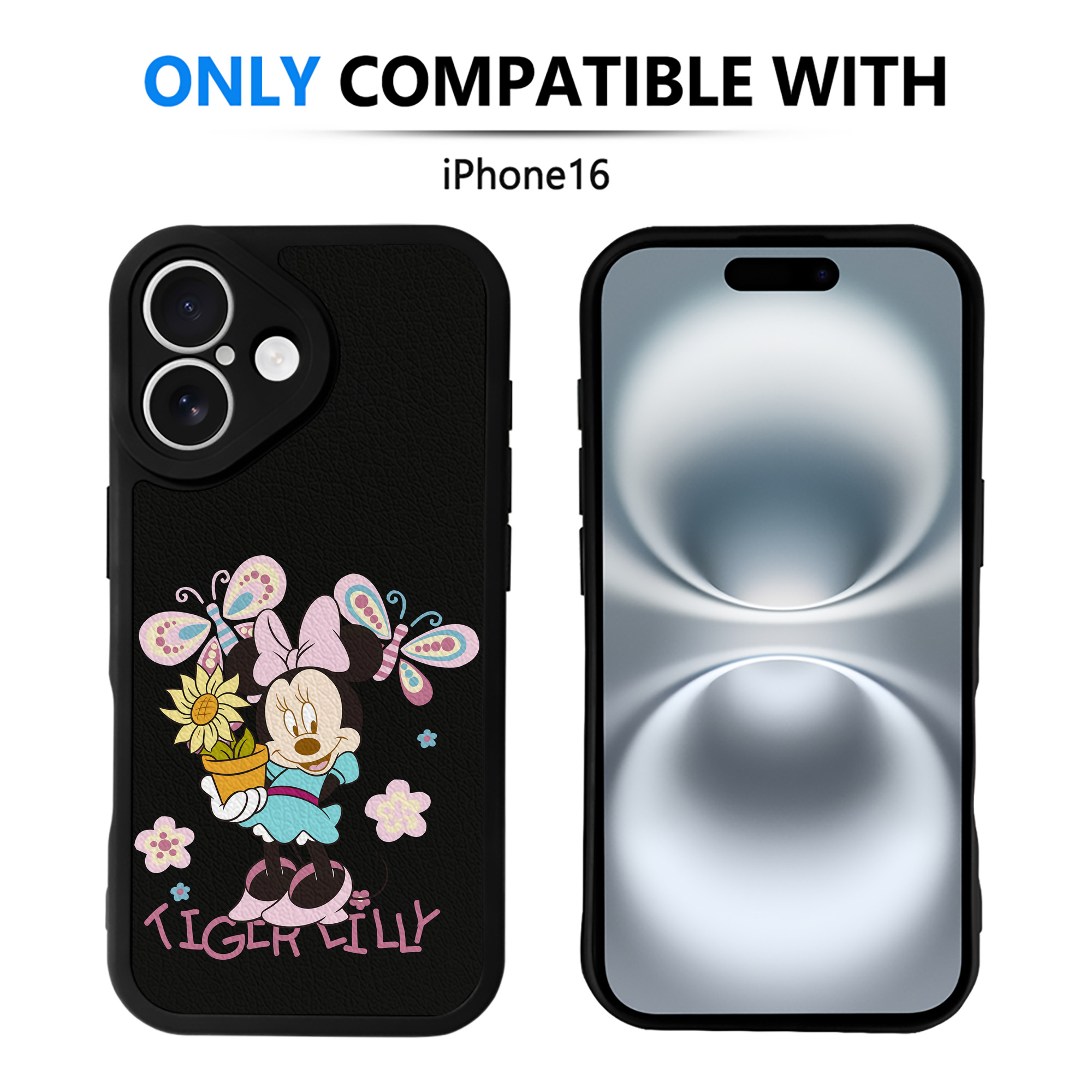 （画像用） ミッキーマウス Mickey Mouse 【iPhone 16シリーズ対応】シリコンスマホケース（レザー調） 材質：シリコン